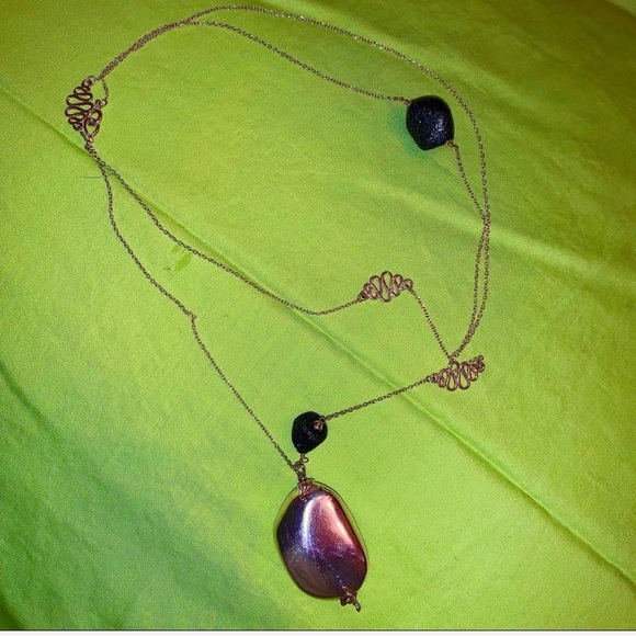 Lava Rock & Sterling Silver Necklace Powerful 34” - Picture 6 of 16